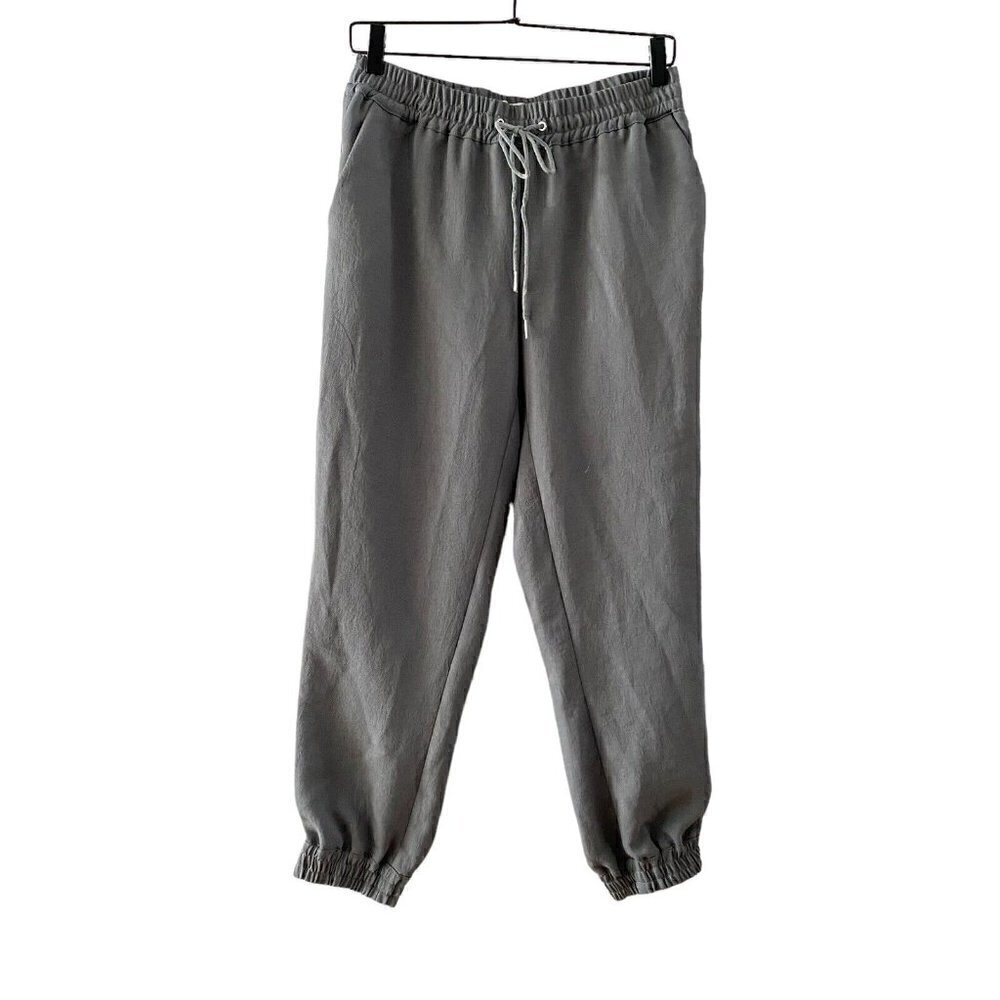 Wilfred Women's Casual Buffon Crepe Pants Joggers Green Drawstring Size Small